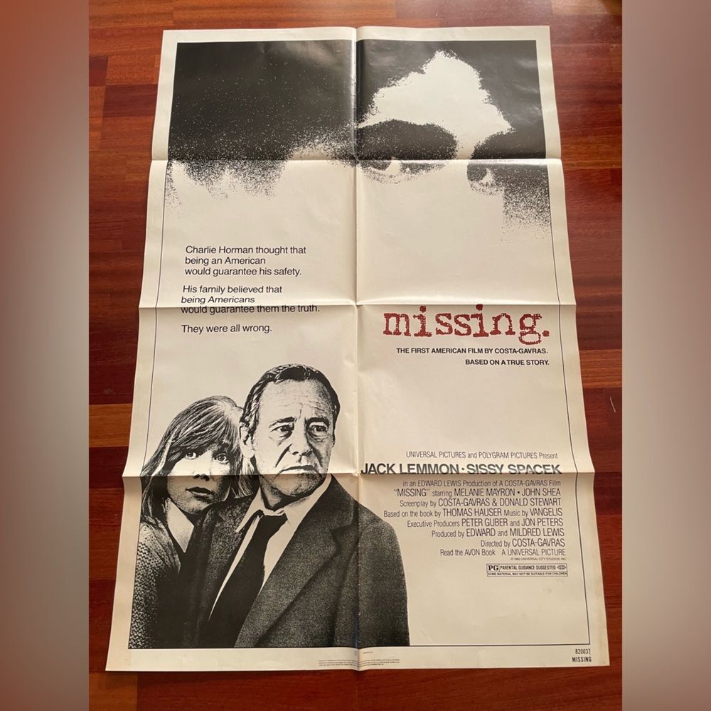 Vintage Original Missing Movie Theatrical Poster